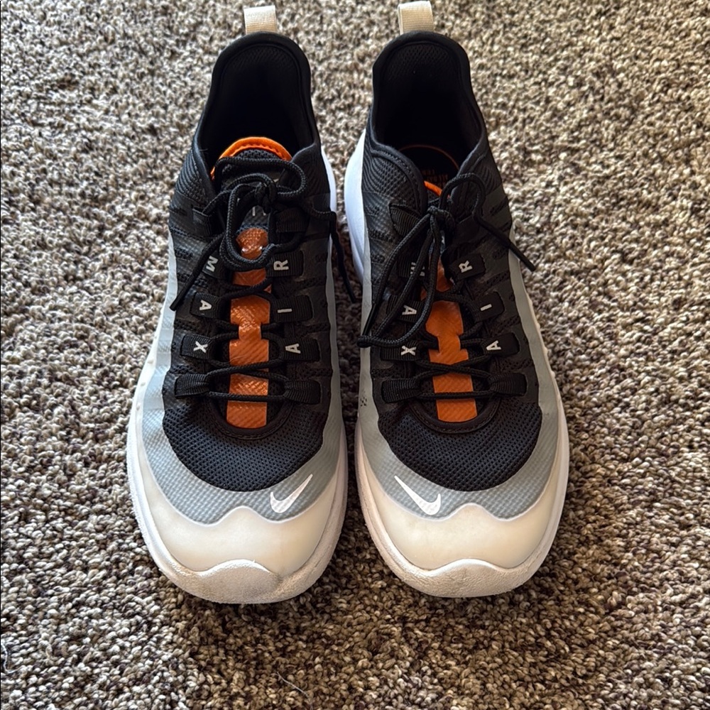 Nike Air Max Black, Orange, and White Sneakers